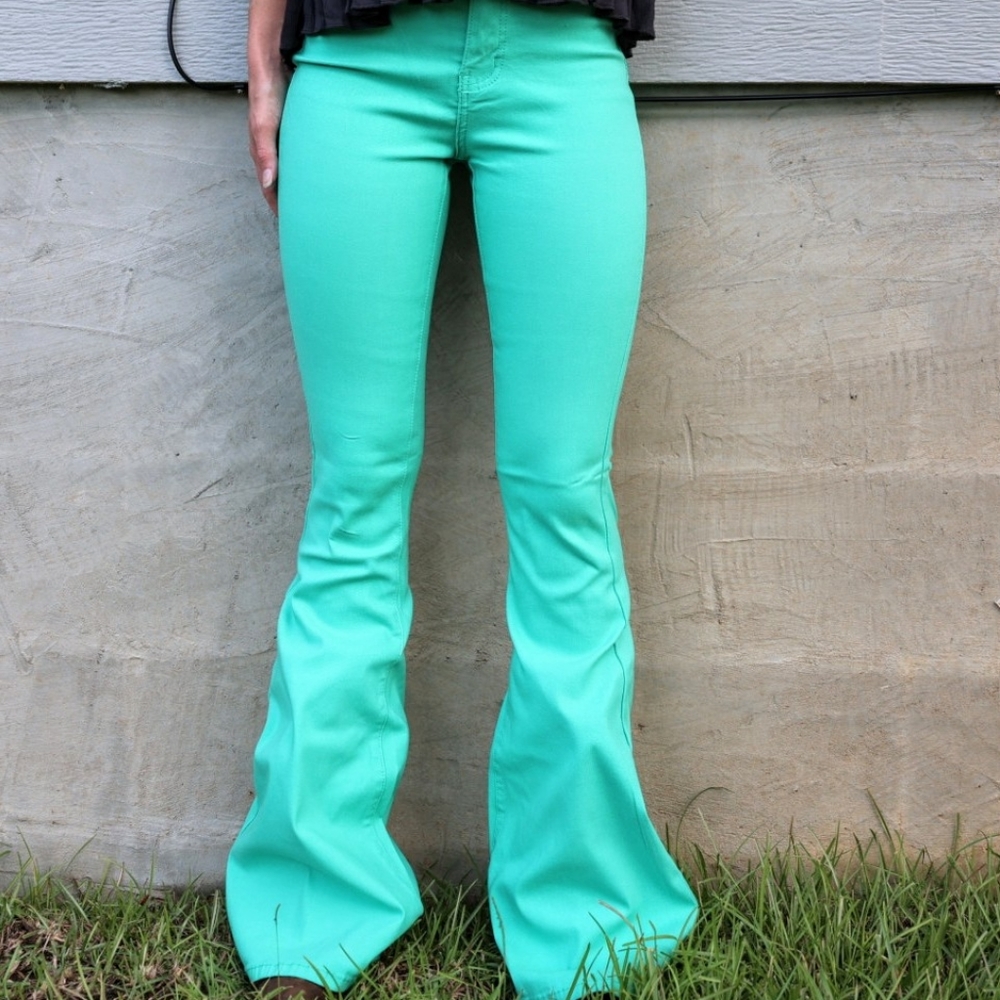 Mint Bell Bottom Flares